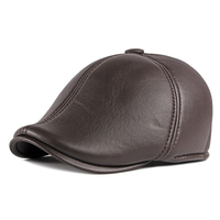Protection auditive unisexe bonnet avant chaud béret en cuir vintage britannique