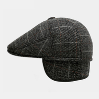 Protection des oreilles en laine pour hommes garder au chaud motif de treillis décontracté chapeau avant béret chapeau