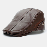 Protection solaire de couleur unie en faux cuir pour hommes garder au chaud chapeau avant décontracté béret