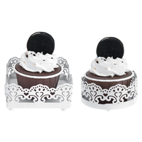 Présentoir de gâteau blanc en dentelle de fer forgé Support de dessert de gâteau non toxique pour les aliments Accessoir