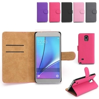 PU cuir Flip Wallet Card Slot Braceket Case Pour Samsung Galaxy Note 4