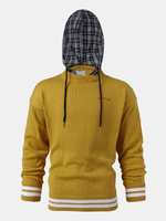 Pull à capuche à carreaux tricoté décontracté pour hommes