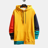 Pull à capuche à la mode avec patchwork et cordon de serrage