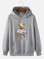 Pull à capuche en coton décontracté pour homme astronaute ours dessin animé
