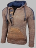 Pull à capuche zippé à motif lettre pour homme avec poche