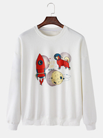 Pull à col rond à manches longues et à manches longues pour chien et fusée pour hommes