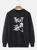 Pull à col rond imprimé lettre squelette dHalloween pour homme