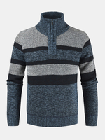 Pull à manches longues à manches longues et demi-fermeture éclair chaude pour homme