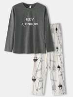 Pull à manches longues imprimé lettre pour homme et graphique de figure de dessin animé Pantalon taille élastique Ensemb