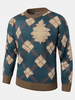 Pull ample en tricot côtelé à motif losange de Noël pour homme