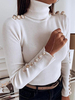 Pull basique à manches longues et à col roulé pour femme