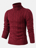 Pull basique décontracté de couleur unie à col montant torsadé pour homme