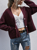 Pull cardigan à col en V uni tricoté décontracté à double poches pour femmes