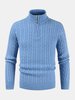 Pull chaud dhiver à col montant et à demi-fermeture à glissière pour hommes