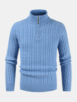 Pull chaud dhiver à col montant et à demi-fermeture à glissière pour hommes