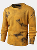 Pull col rond en tricot côtelé à imprimé tie-dye pour homme