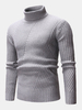 Pull décontracté chaud à col haut tordu tricoté couleur unie pour homme