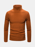 Pull décontracté chaud tricoté multicolore à col haut pour homme