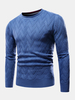 Pull décontracté coupe ajustée à col rond en tricot de couleur unie pour homme