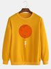 Pull en coton à imprimé lune pour homme à col rond et à manches longues