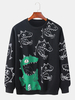 Pull en coton à manches longues à imprimé dinosaure pour homme