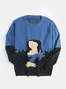 Pull en coton à motif de figure abstraite pour hommes Pulls décontractés à col rond