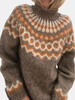 Pull en tricot à col haut décontracté imprimé jacquard pour femmes