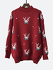 Pull-over à épaules tombantes à motif de bois de Noël en tricot côtelé pour femme