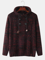 Pulls à capuche à manches longues en tricot de couleur unie pour hommes