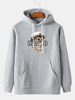 Pulls à capuche à poche kangourou à imprimé plâtre DAVID pour homme