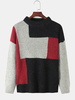 Pulls à col rond en tricot de couleur contrastante pour hommes