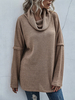 Pulls à manches longues chauds à col roulé en tricot côtelé de couleur unie pour femmes