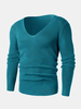 Pulls basiques à manches longues pour hommes en tricot côtelé uni