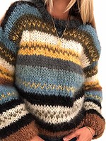 Pulls chauds à manches longues tricotés à rayures vintage pour femmes