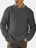 Pulls décontractés à col rond en tricot torsadé pour hommes