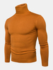Pulls décontractés à manches longues en tricot de coton à col haut pour hommes