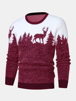Pulls décontractés à manches longues et graphiques pour hommes avec arbre de Noël et cerf