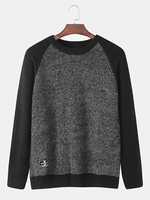 Pulls décontractés à manches raglan à col rond pour hommes