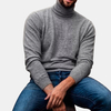 Pulls décontractés de couleur unie à col haut en coton pour hommes