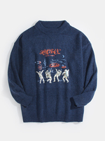 Pulls décontractés en tricot à col rond pour homme avec lettre astronaute