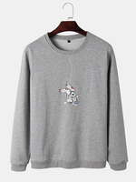 Pulls en coton à col rond à imprimé graphique astronaute pour homme