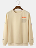 Pulls en coton à col rond imprimé à manches lettre pour homme