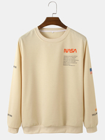 Pulls en coton à col rond imprimé à manches lettre pour homme