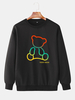 Pulls en coton à col rond imprimé ours en peluche pour hommes