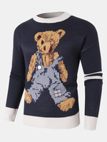 Pulls en tricot à col rond à motif dours pour hommes