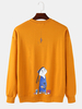 Pulls molletonnés à col rond en coton à imprimé chat et poisson pour homme