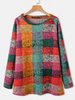 Pulls molletonnés décontractés vintage à manches raglan col rond pour femmes