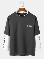 Pulls pour hommes en patchwork de lettres imprimées en noir et blanc
