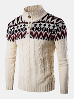 Pulls torsadés chauds tricotés à demi-bouton pour hommes