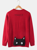 Pulls tricotés à col rond avec motif animal de chat pour hommes